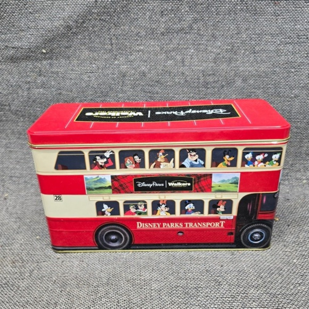 Disney Parks Walkers Shortbread London Bus Tin Mickey Friends Red Large Good - Picture 3 of 11
